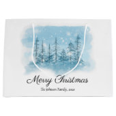 雪の冬のメリークリスマス抱き枕 ラージペーパーバッグ (正面)