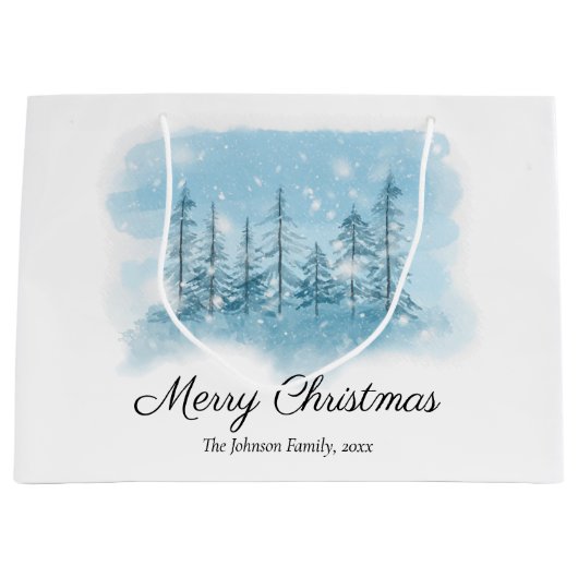 雪の冬のメリークリスマス抱き枕 ラージペーパーバッグ (正面)