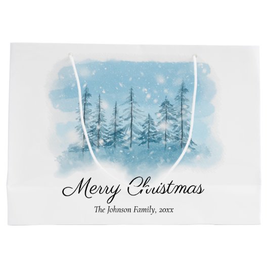 雪の冬のメリークリスマス抱き枕 ラージペーパーバッグ (裏面)