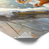 雪の冬のリスモダンアート ポスター (角)