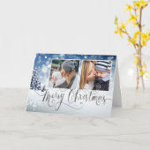 雪の冬のワンダーランドエレガントクリスマス カード (黄色い花)