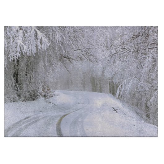 雪の冬の不思議の国 カッティングボード (正面)