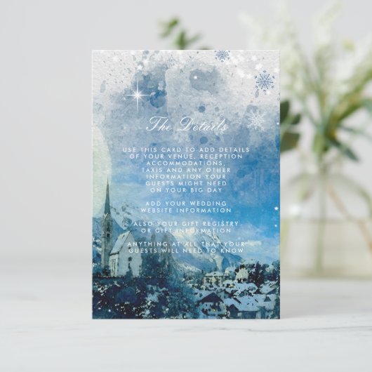 雪の冬の休日の結婚詳細情報 エンクロージャーカード (スタンド正面)