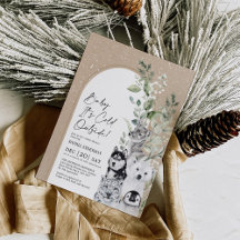 雪の冬の動物ボホアーチベイビーシャワー