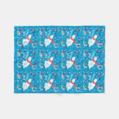 雪の冬の喜びの白くまそしてペンギン フリースブランケット (正面(横))