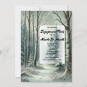 雪の冬の婚約パーティのトラック素朴 招待状 (正面)