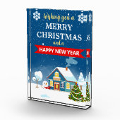 雪の冬の家の風景メリークリスマス フォトブロック (右)