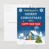 雪の冬の家の風景メリークリスマス ポストカード (正面/裏面)