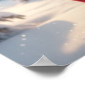 雪の冬の情景に佇むふわふわセーターのグレートデン ポスター (角)