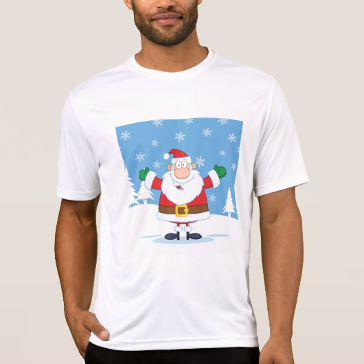 雪の冬の情景のサンタクロース Tシャツ (正面)
