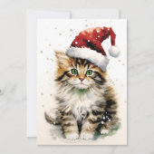 雪の冬の日 猫のクリスマス シーズンカード (正面)