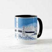 雪の冬の明るいマグカップ マグカップ (正面右)