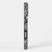雪の冬の木々と幾何学模様 iPhoneケース (右側面)