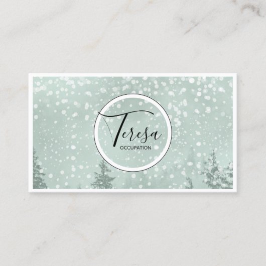 雪の冬の木の緑ID562 名刺 (正面)