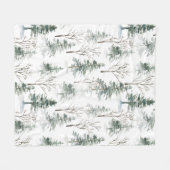 雪の冬の木クリスマスパターン フリースブランケット (正面(横))