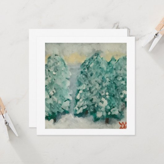 雪の冬の木 カード (正面/裏面インサイチュ)