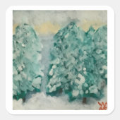 雪の冬の木 スクエアシール (正面)