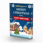 雪の冬の村シーンメリークリスマス フォトブロック (右)