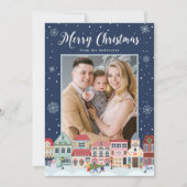 雪の冬の村メリークリスマス2写真 シーズンカード (正面)
