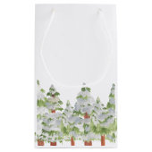 雪の冬の松の木クリスマス抱き枕 スモールペーパーバッグ (裏面)