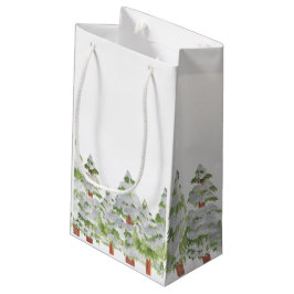 雪の冬の松の木クリスマス抱き枕 スモールペーパーバッグ