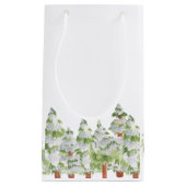 雪の冬の松の木クリスマス抱き枕 スモールペーパーバッグ (正面)