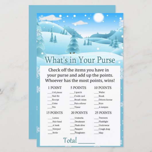 雪の冬の森あなたの財布のゲームの中に何 (正面/裏面)