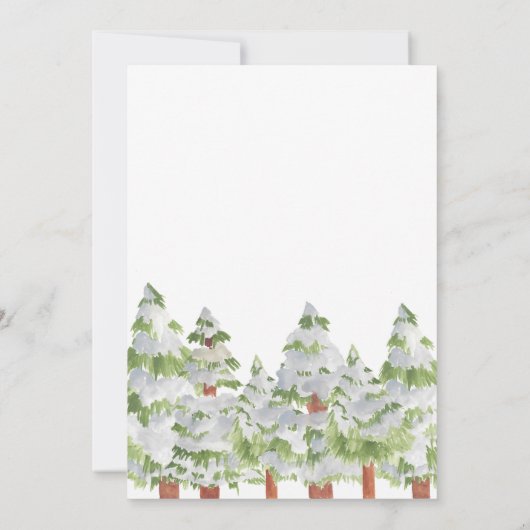 雪の冬の森のベビーシャワーの招待 招待状 (裏面)