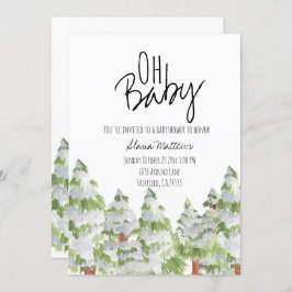 雪の冬の森のベビーシャワーの招待 招待状