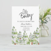 雪の冬の森のベビーシャワー招待状 招待状 (スタンド正面)