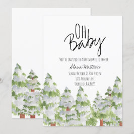 雪の冬の森のベビーシャワー招待状 招待状