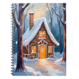 雪の冬の森の小屋 クリスマス ノートブック