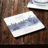 雪の冬の森ベビー外は寒い スクエアペーパーコースター