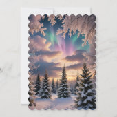 雪の冬の森、氷の結晶、オーロラ (正面)