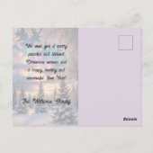 雪の冬の森、氷の結晶、北の光 ポストカード (裏面)