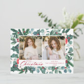 雪の冬の植物学メリークリスマス2の写真 シーズンカード (スタンド正面)