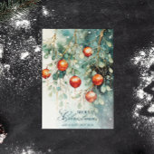 雪の冬の植物学&オーナメントクリスマス シーズンポストカード