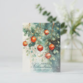 雪の冬の植物学&オーナメントクリスマス シーズンポストカード (スタンド正面)