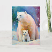 雪の冬の極地のクマ 現代アート カード (正面)