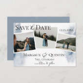 雪の冬の水の色の洗い写真の日付を保存 案内状 (正面/裏面)