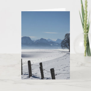 雪の冬の田舎の風景の写真 カード