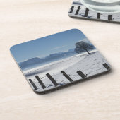 雪の冬の田舎の風景の写真 コースター (左側)