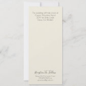 雪の冬の結婚式のホワイトヘロン 招待状 (裏面)