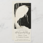 雪の冬の結婚式のホワイトヘロン 招待状 (正面/裏面)