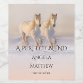 雪の冬の結婚式のワインラベルに馬 ワインラベル (シングルラベル)