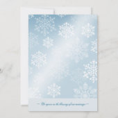雪の冬の結婚式 - アイスブルー 招待状 (裏面)