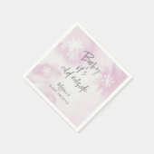 雪の冬の赤ちゃんシャワーピンクの水色 スタンダードカクテルナプキン (角)