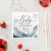 雪の冬の赤ちゃんシャワーブルースノーフレーク スタンダードカクテルナプキン (インサイチュ)