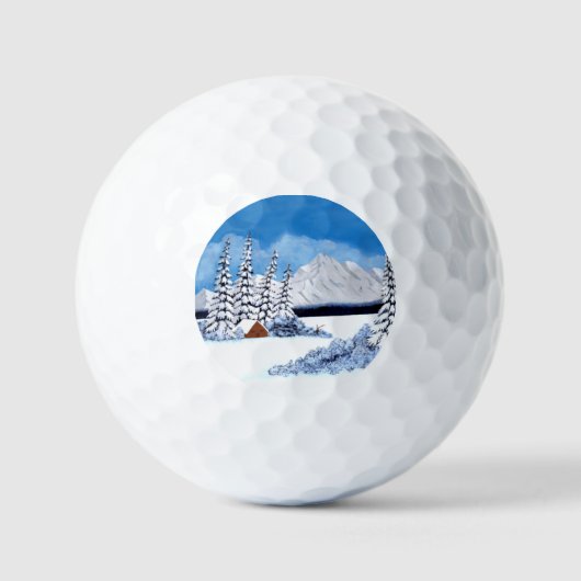雪の冬の輝くゴルフボール ゴルフボール (正面)