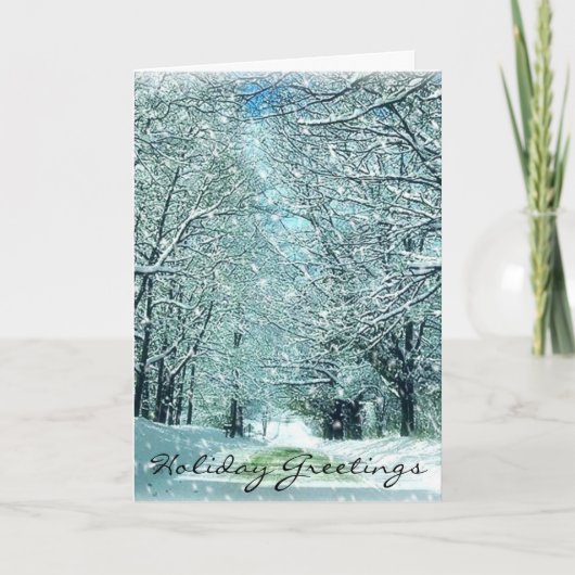 雪の冬の道路クリスマスカード シーズンカード (正面)